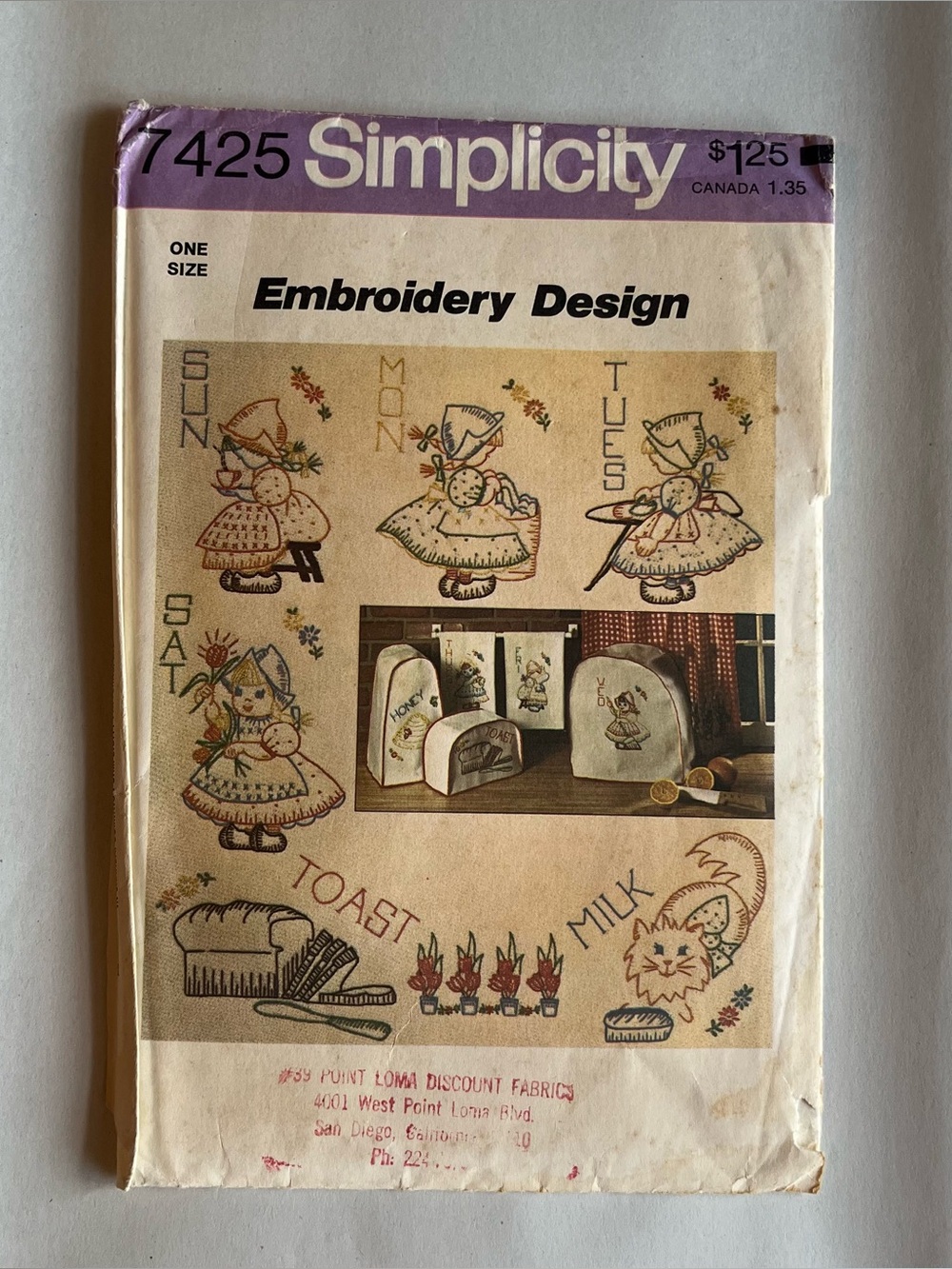 Vintage 70's Simplicity 7425 Embroidery Design Transfers For Embroidery